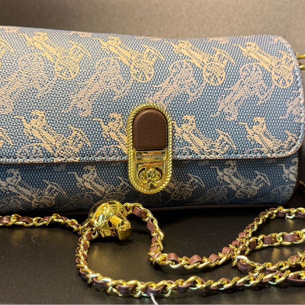 Jacquemus Blue and Gold Patterned Bag